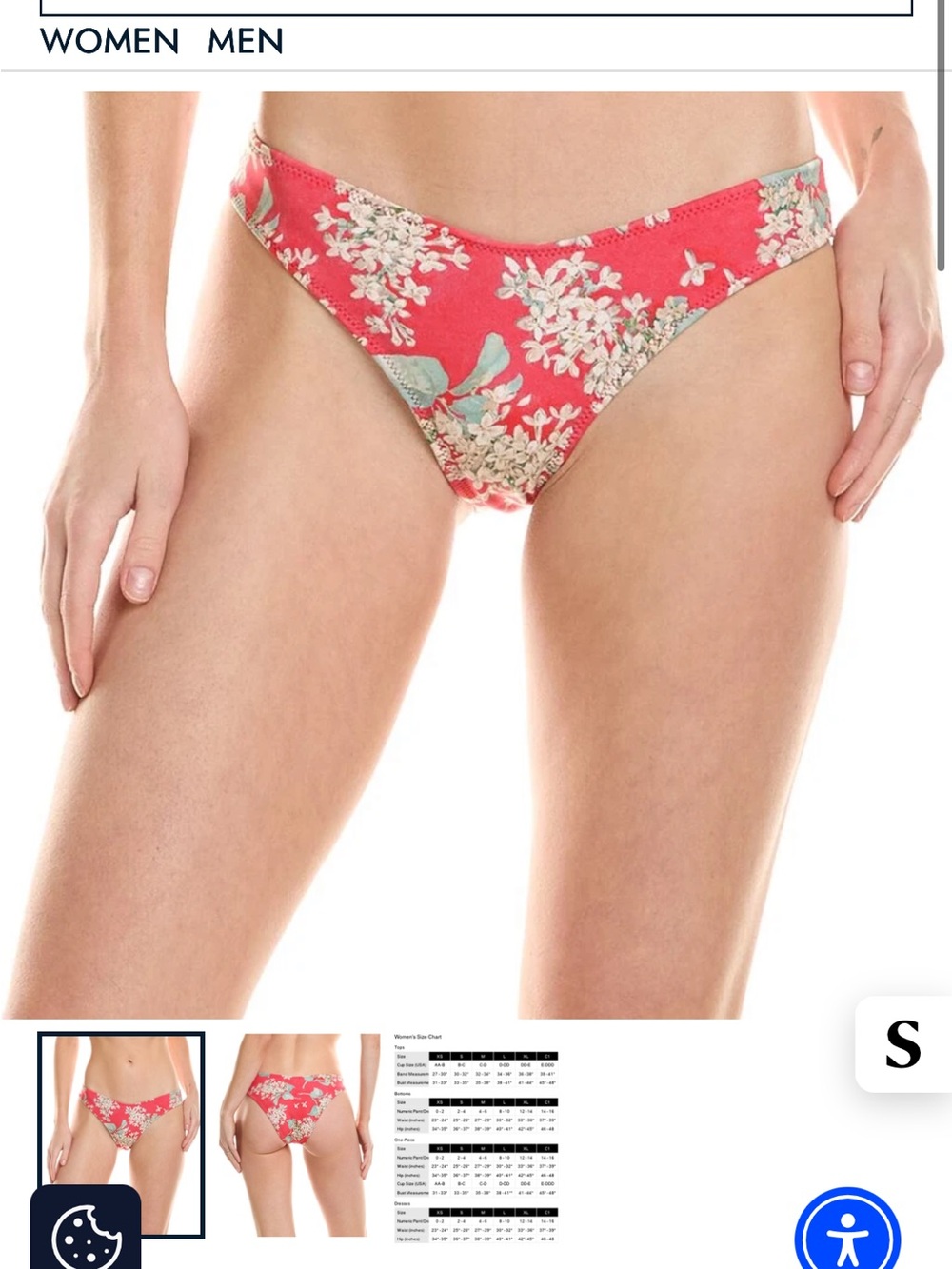 Montce Large Top Medium Bottom Floral Coral Red Pink Bikini Set - Picture 3 of 4
